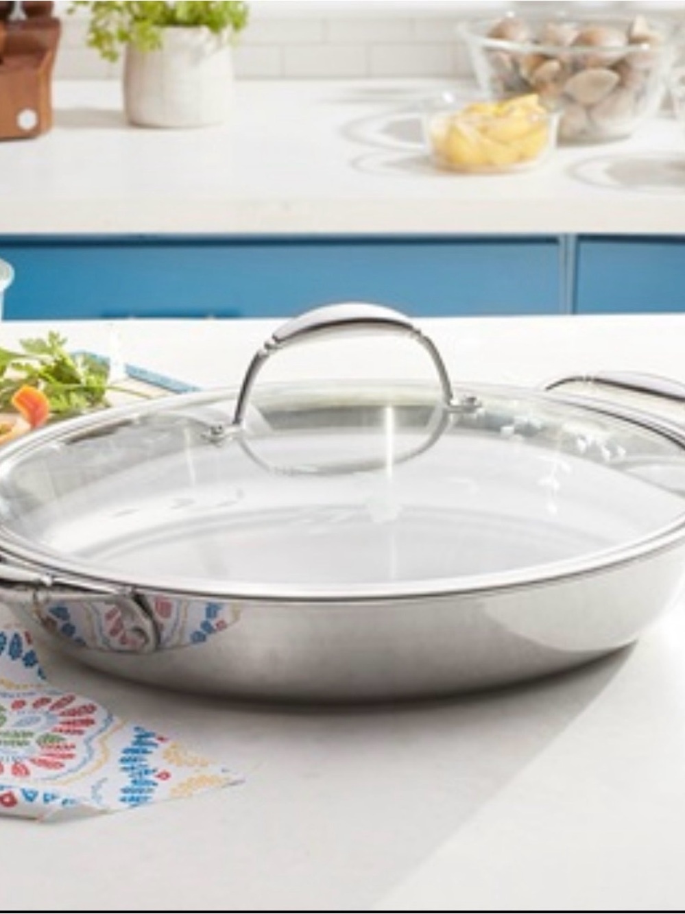 Stainless Steel Covered 15 Sauté Pan - Silver
